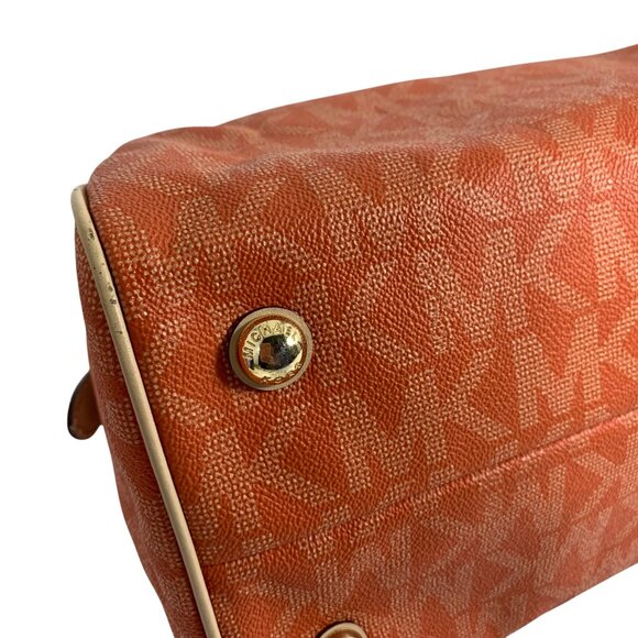 MICHAEL KORS Grayson Medium Satchel Signature Bag Tangerine Orange w/ Bag Charm - Picture 11 of 15